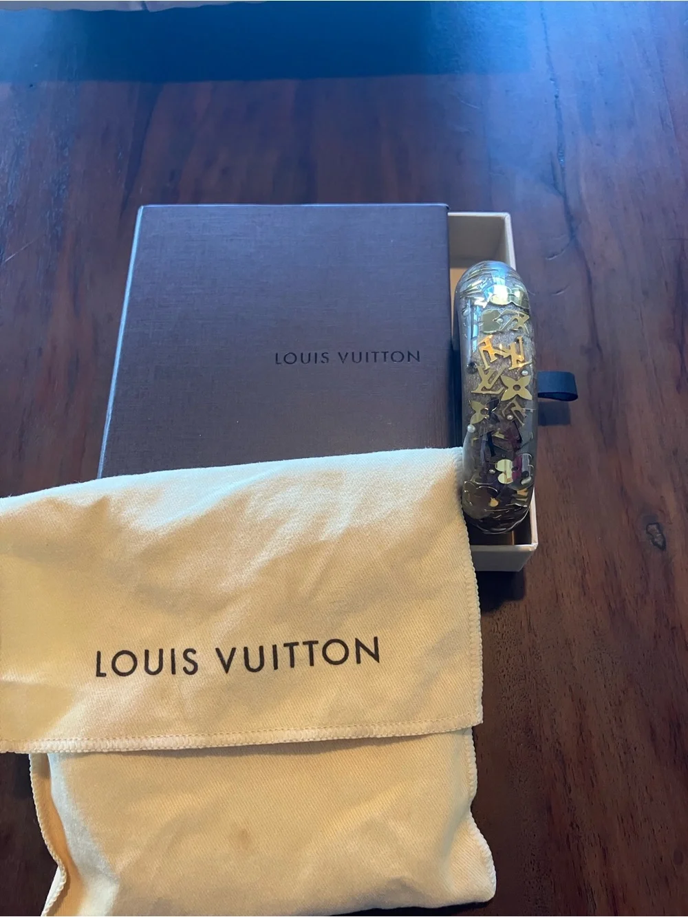 Louis Vuitton inclusion Bangle with Gold Monogram Accents